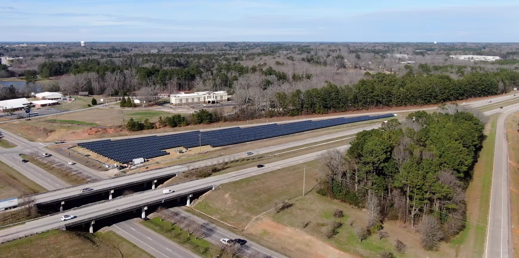 solar farm next to a highway