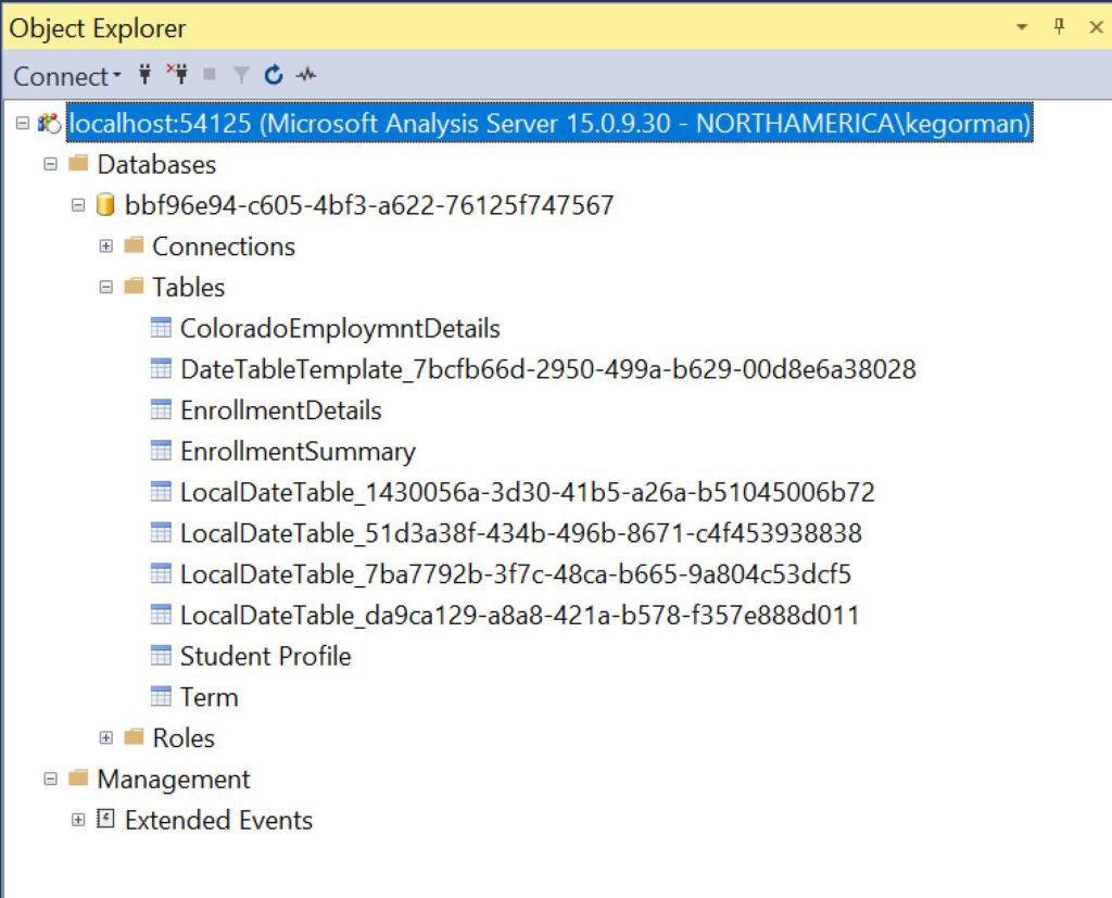 Using SSMS with PowerBI