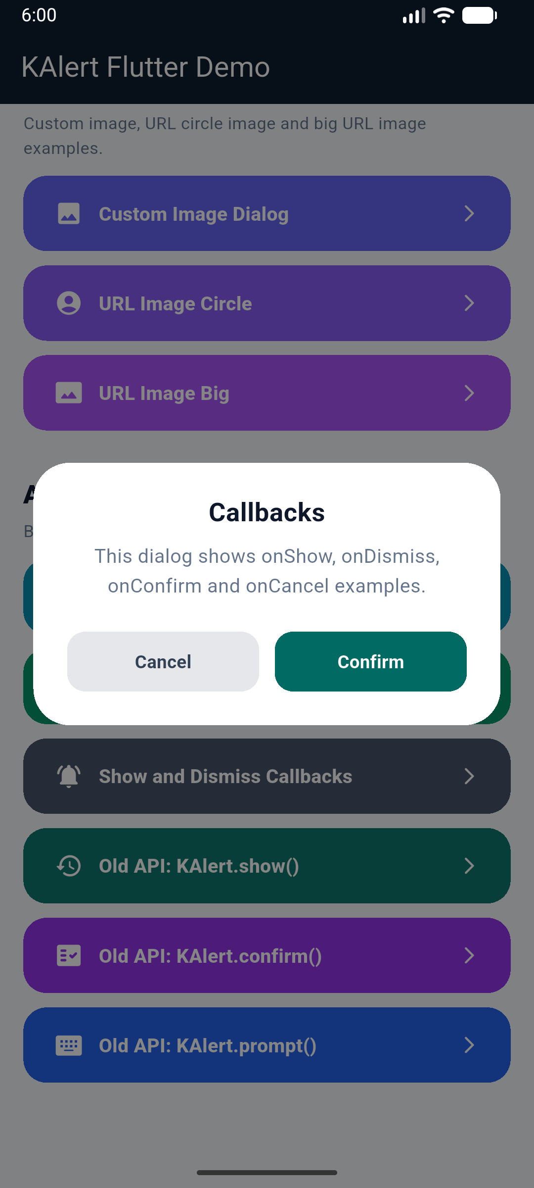 KAlert Flutter Dialog Callbacks Dialog