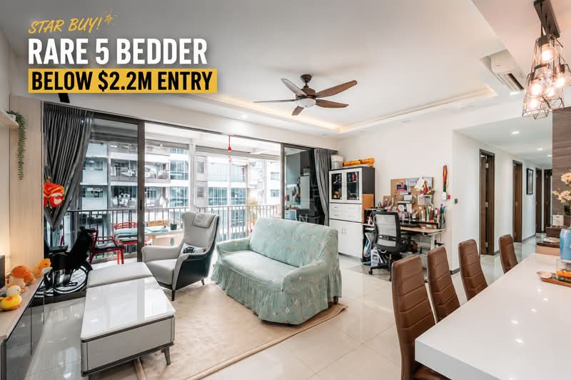 Bellewoods, 122 Woodlands Avenue 5, 5 Bedrooms, 1,528 sqft, Executive Condominium For Sale, by Jaslynn Soh, 60054806 - Living Room - PropertyGuru.com.sg